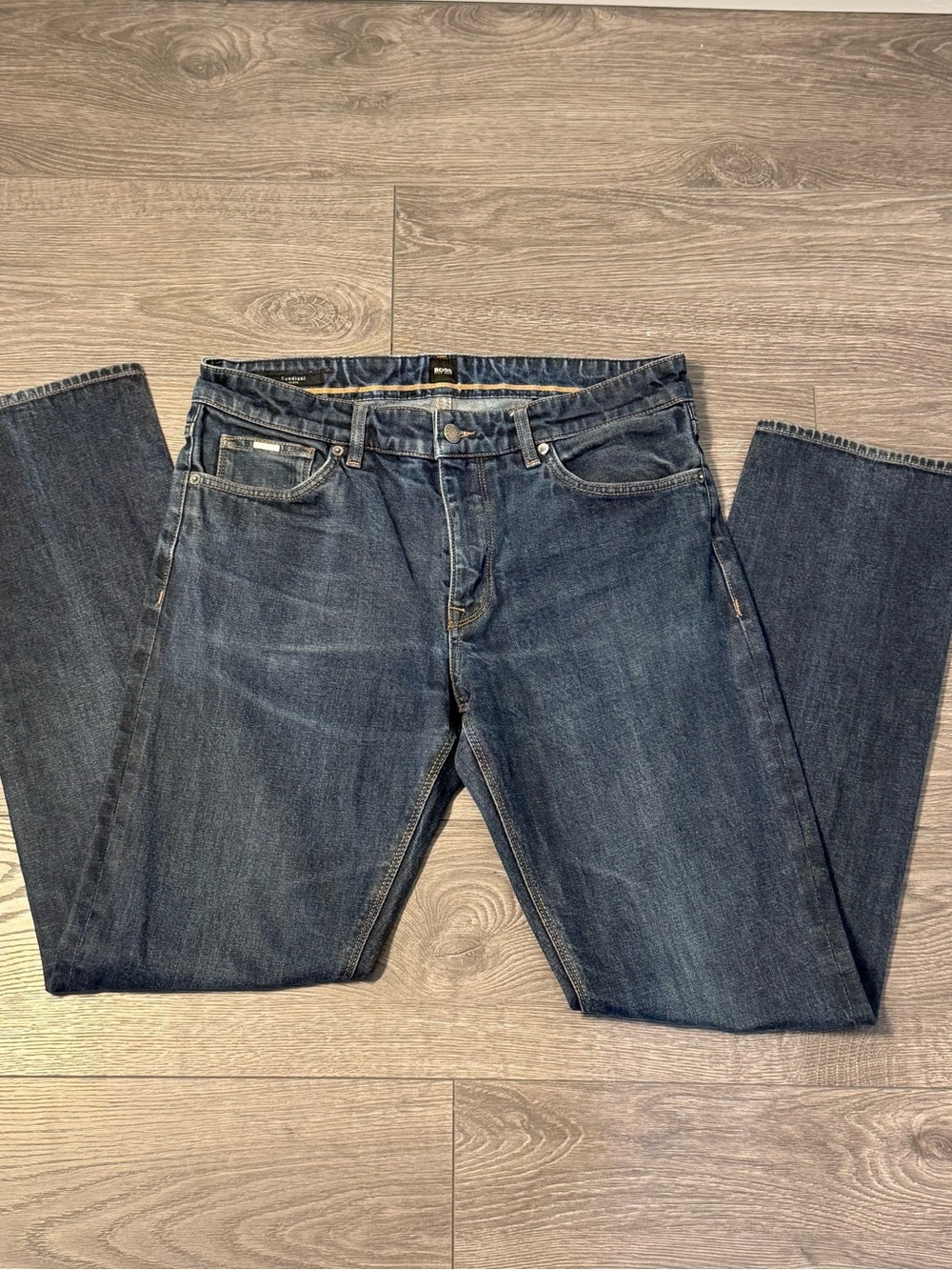 Boss Indigo Black Slim Straight Jeans